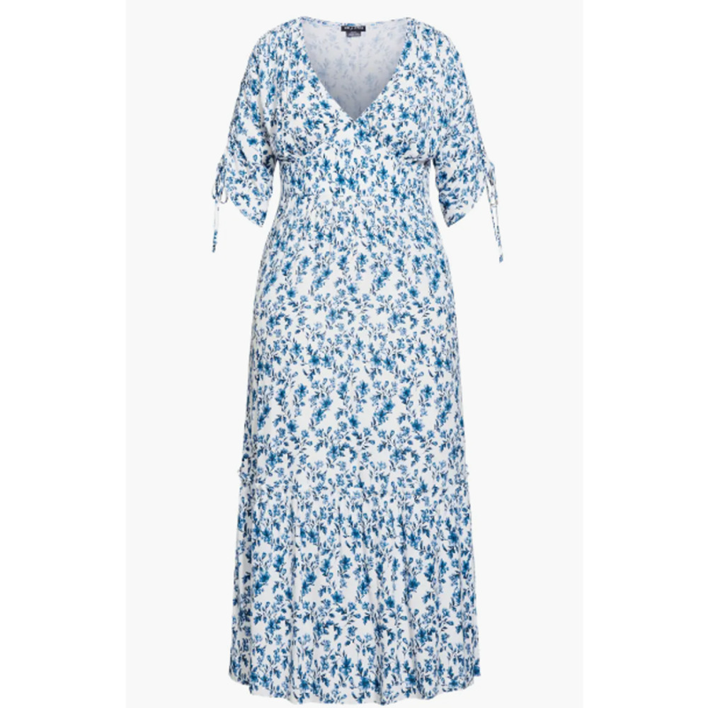 City Chic Max Mia Maxi Dress China Plate Blue White Floral Womens Size 14